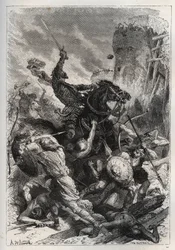 Eudes (Odo) (860-898), König der Franken, führt die Schlacht gegen die Normannen und verteidigt Paris siegreich (860-887) - Eudes (852-898) in der Schlacht gegen die Normannen - „Die Geschichte Frankreichs erzählt meinen Enkeln“ - von Francois Guizot - 187