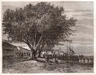 Evian-les-Bains (Evian les Bains) - Haute-Savoie - Gravur in „La France illustree: Geographie, Geschichte, statistische Verwaltung“ von V.-A. Malt-Brown. 1884
