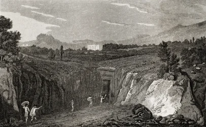 Ausgrabung, die zu den Überresten von Herculaneum führt