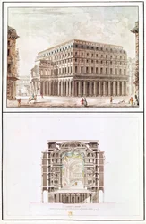Außen- und Querschnitt des Innenraums des Théâtre des Variétés, 6 rue de Richelieu