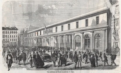 Außenansicht der Pariser Medizinischen Fakultät - Gravur in „Tableau-de-Paris“ von Edmond Texier 1852