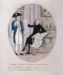 Vater Grimaud trauert um seine Gewinne, eine Karikatur der Revolution, späte 18. Jahrhundert