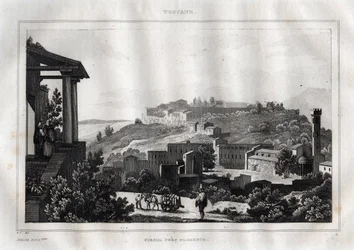 Fiesole - Toskana - Gravur aus „Italien pittoresk“ von M. de Norvins, Ch. Nodier 1834-1836