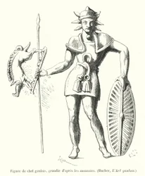 Figur eines gallischen Häuptlings, vergrößert nach den Münzen