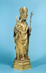 Figur eines Bischofs (vergoldetes Kupfer)