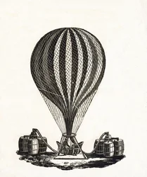 Füllen eines Heißluftballons mit Gas, ca. 1790
