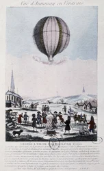 Erster Flug nach Annonay der Brüder Montgolfier im Jahr 1783