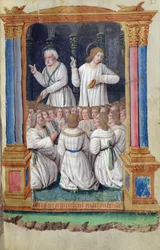 St. Peter und St. Johannes ermahnen die Gläubigen, aus Heures a lUsage de Rome
