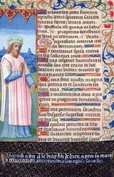 Text des Magnificat mit einem Porträt von Baruch, aus Heures a lUsage de Rome