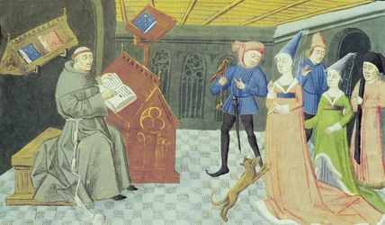 Fol.79r Carlo Marsuppini (gest. 1453) Illustration aus Controversia de Nobilitate von Buonaccorso da Montemagno