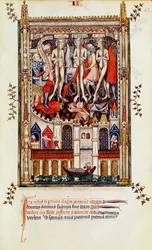 Dritte Geißelung von St. Denis und seinen Gefährten, aus Vie de St. Denis, 1317