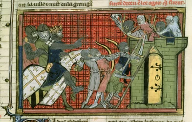 Angriff auf eine Stadt, aus Le Roman de Godefroi de Bouillon