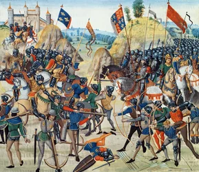 Schlacht von Crecy aus dem Hundertjährigen Krieg, aus Froissarts Chronik, 24. August 1346