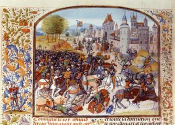 Schlacht von Nevilles Cross aus dem Hundertjährigen Krieg 1346, aus Froissarts Chronik