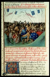 Lothar I (795-855), Kaiser des Westens, im Kampf mit seinen Brüdern Ludwig dem Deutschen (ca. 804-76) und Karl dem Kahlen (823-77) in Fontenoy en Puisaye im Jahr 841