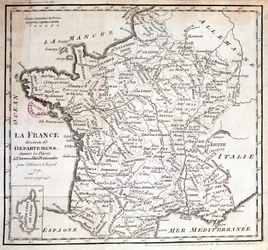 Frankreich, gemäß den Dekreten der Nationalversammlung von 1791 in 83 Départements unterteilt
