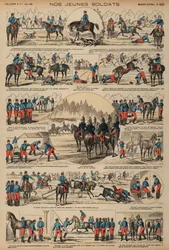 Kavalleriekadetten der französischen Armee im Training (Farbstich)