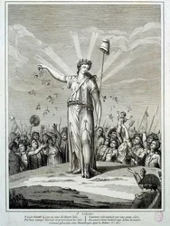 Französische Revolution: „O liberté“ Hommage an die Freiheit. Gravur des 18. Jahrhunderts Paris, Musée Carnavalet