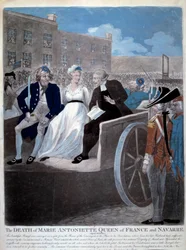Französische Revolution: Die Königin von Frankreich Marie Antoinette (1755-1793) wird zur Guillotine gebracht. Gravur von 1793. Paris, Bibliothek des Arsenal