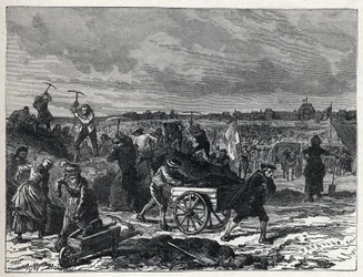 Französische Revolution: Arbeiten auf dem Marsfeld in Paris zur Vorbereitung des Fête de la Fédération im Jahr 1790