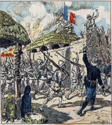Französische Expedition nach Dahomey (heute Benin). Französische Truppen betraten Abomey am 17. November