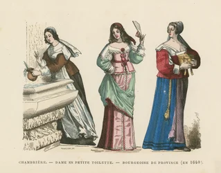 Französische Damenkostüme, 17. Jahrhundert