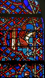 Aus Fenster w12, das Fenster des barmherzigen Samariters; der Reisende verlässt die Stadt geheilt?