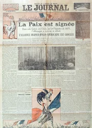 Titelseite von Le Journal zur Feier der Unterzeichnung des Vertrags von Versailles am 28. Juni 1919, 29. Juni 1919