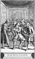 Frontispiz-Illustration aus Monsieur de Pourceaugnac von Moliere, ca. 1669