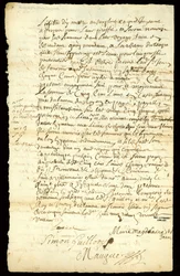 Pelzhandelsvertrag zwischen Francois Francoeur und vier Voyageuren für den Transport von Waren und den Kauf von Biberfellen in Michilimackinac und Chicago, 1692