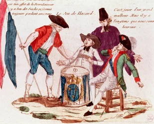 Glücksspiel der drei Stände (Klerus, Dritter Stand und Adel) (Gravur, Ende des 18. Jahrhunderts)