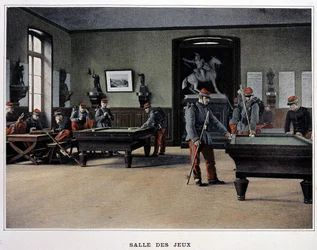 Spielzimmer: Soldaten spielen Billard und - in „Militärisches Album - Infanterie“