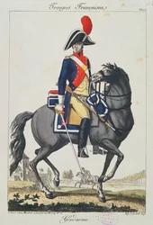 Gendarm auf einem Pferd, 1807 (Farbstich)