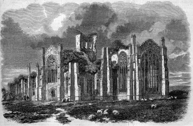 Gotische Architektur: Blick auf die Ruinen der Melrose Abbey (12. Jahrhundert), Schottland