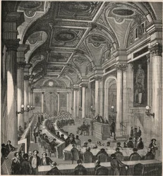Großer Sitzungssaal im Staatsrat in Paris - Gravur in „Tableau-de-Paris“ von Edmond Texier 1852