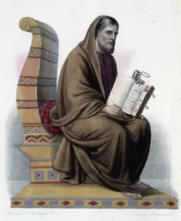 Gregoire de Tours (538-594) Bischof von Tours und Kirchenhistoriker - in „Le Plutarque français“, von Mennechet, Paris