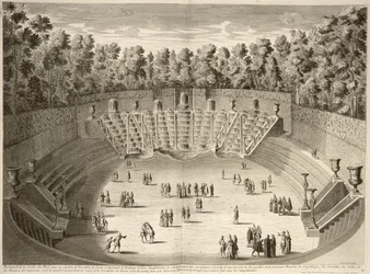 Hain des Salle du Bal, Versailles, aus Les Plans, Profils et Elevations des Ville et Chateau de Versailles, graviert von Lucas, veröffentlicht ca. 1715