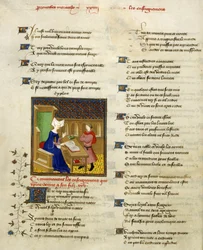 Harley 4431, f.261v Christine de Pisan und ihr Sohn, Illustration aus 