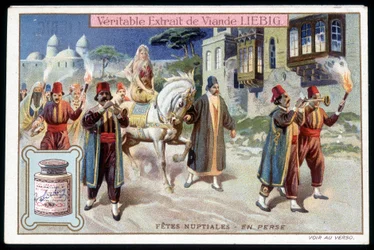 Flitterwochen in Persien - Chromolithographie. Liebig, ca. 1895