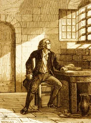 Honore-Gabriel Riquetti, Graf von Mirabeau im Fort de Joux im Jahr 1775 (Gravur)
