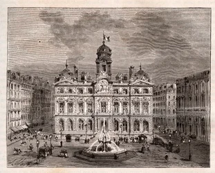 Hotel de Ville de Lyon - Gravur in „La France illustrée: Geographie, Geschichte, statistische Verwaltung“ von V.A. Malt-Brown. 1884