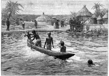 Menschlicher Zoo - ethnographische Ausstellung Westafrikas auf dem Champ de Mars (Paris)