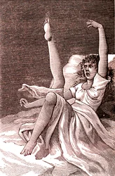 Hysterie, ein extrem mentales Phänomen, Psychosen und Psychoneurosen. 1887 (Gravur)