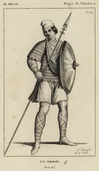 9. Jahrhundert, Herrschaft von Karl II., ein Soldat (Gravur)