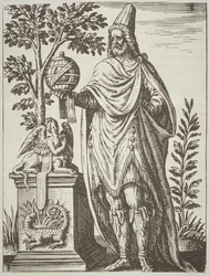 Ideales Porträt von Apollonius von Tyana, aus De Divinationewet Magicis Praestigiis von Jean-Jacques Boissard, 1605, veröffentlicht in A History of Magic Ende des 19. Jahrhunderts
