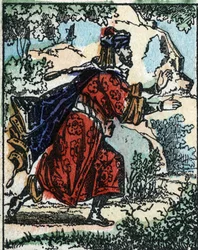 Illustration für die Geschichten aus Tausendundeiner Nacht. Ali Baba. Holzschnitt von Imaging Pellerin - Epinal, sp. Ende des 19. Jahrhunderts.