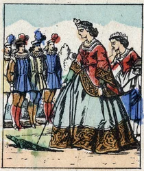 Illustration des Märchens „Aschenputtel oder Der kleine Glasschuh“ von Charles Perrault. Holzstich von Imaging Pellerin - Epinal, Ende des 19. Jahrhunderts