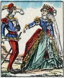 Illustration der Geschichte „Die Abenteuer von Grand Flandrin“. Holzstich von Imaging Pellerin - Epinal, späte 19. Jahrhundert.