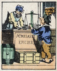 Illustration zu dem Märchen „Wahrhaftige Geschichte von Jeannot Serinet“. Holzstich von Imagery Pellerin - Epinal, sd. Ende des 19. Jahrhunderts.