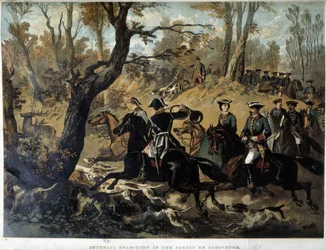 Kaiserin Eugenie und Napoleon III: Jagdszene in Compiègne